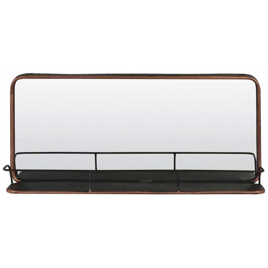 Light and Living Self Rectangle Mirror With Shelf - Copper