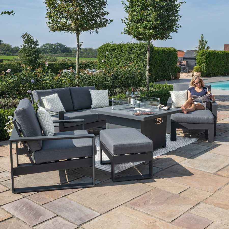 Maze Amalfi 6 Seater Outdoor Sofa Set With Fire Pit Table - Grey