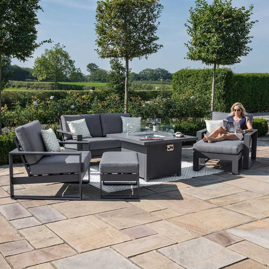 Maze Amalfi 6 Seater Outdoor Sofa Set With Fire Pit Table - Grey