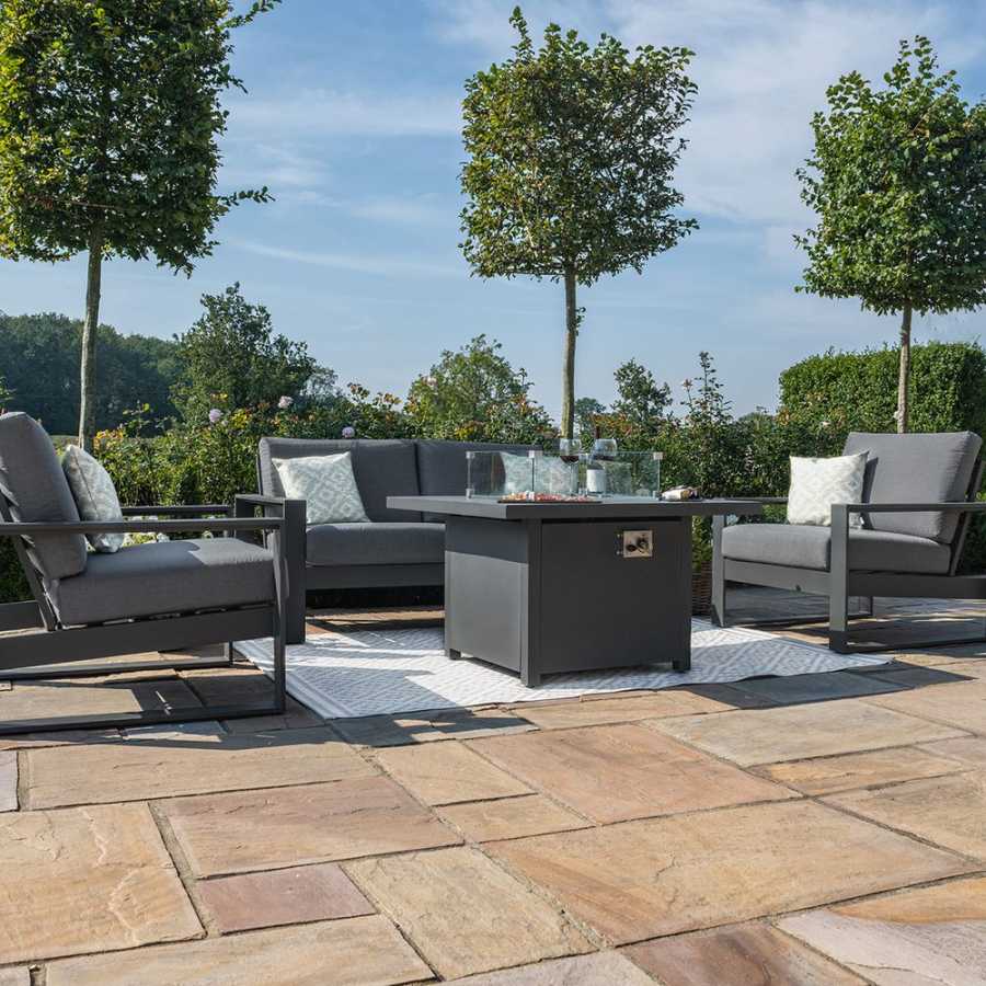 Maze Amalfi 6 Seater Outdoor Sofa Set With Fire Pit Table - Grey