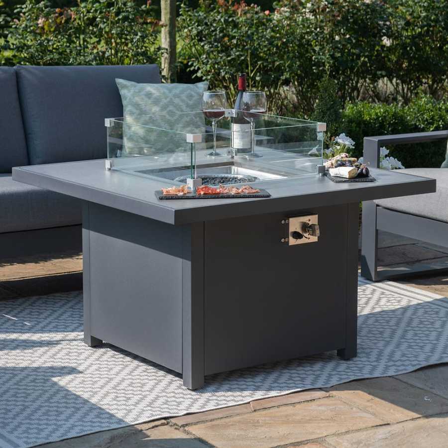 Maze Amalfi 6 Seater Outdoor Sofa Set With Fire Pit Table - Grey