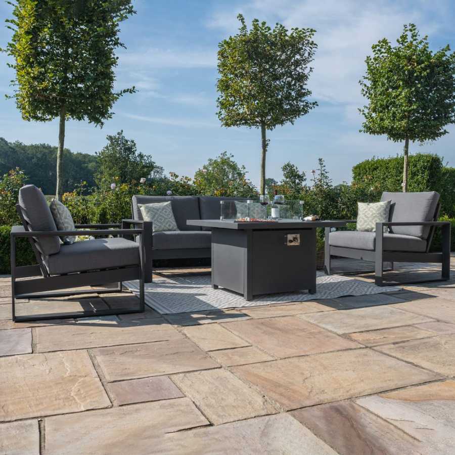 Maze Amalfi 6 Seater Outdoor Sofa Set With Fire Pit Table - Grey