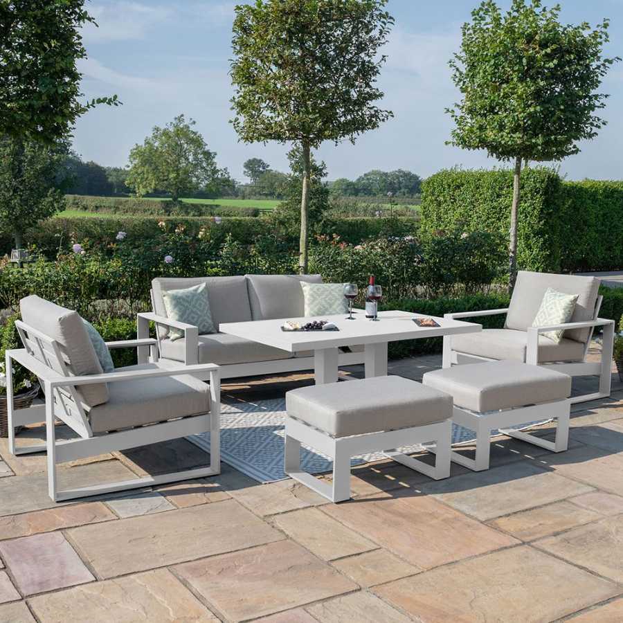 Maze Amalfi 6 Seater Outdoor Sofa Set With Rising Table - White