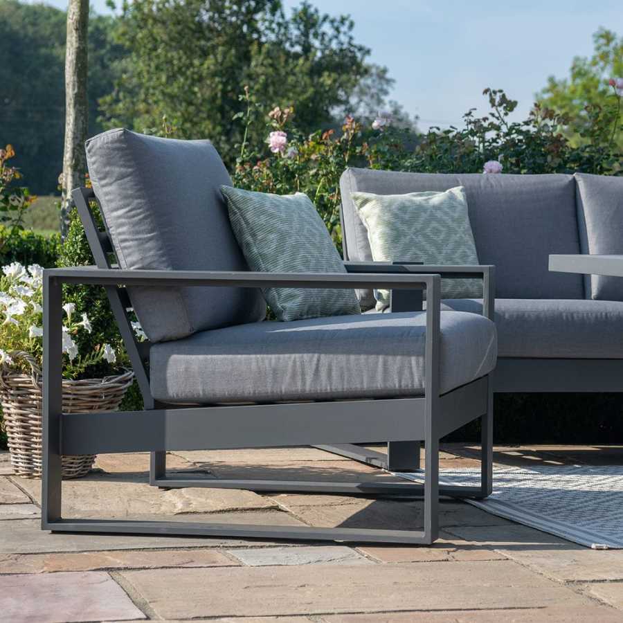 Maze Amalfi 7 Seater Outdoor Sofa Set With Fire Pit Table - Grey