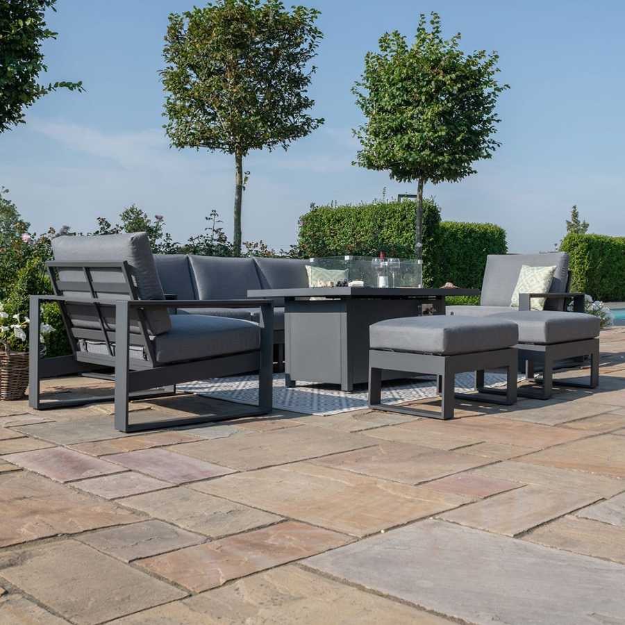 Maze Amalfi 7 Seater Outdoor Sofa Set With Fire Pit Table - Grey