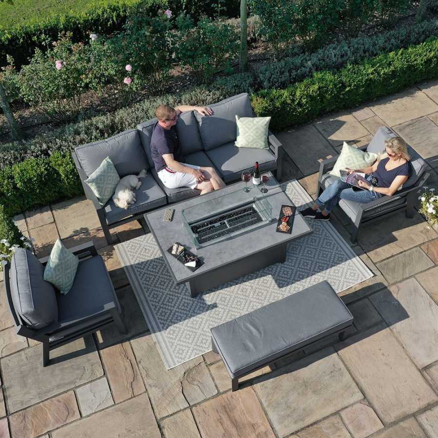 Maze Amalfi 7 Seater Outdoor Sofa Set With Fire Pit Table - Grey