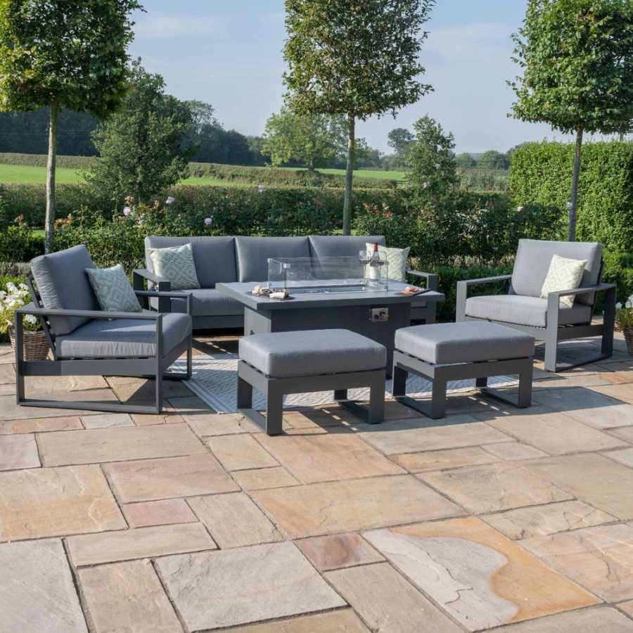 Maze Amalfi 7 Seater Outdoor Sofa Set With Fire Pit Table - Grey