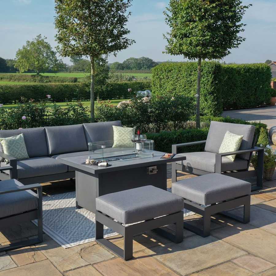 Maze Amalfi 7 Seater Outdoor Sofa Set With Fire Pit Table - Grey