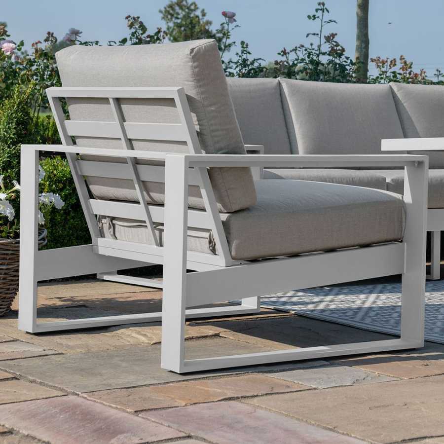 Maze Amalfi 7 Seater Outdoor Sofa Set With Fire Pit Table - White