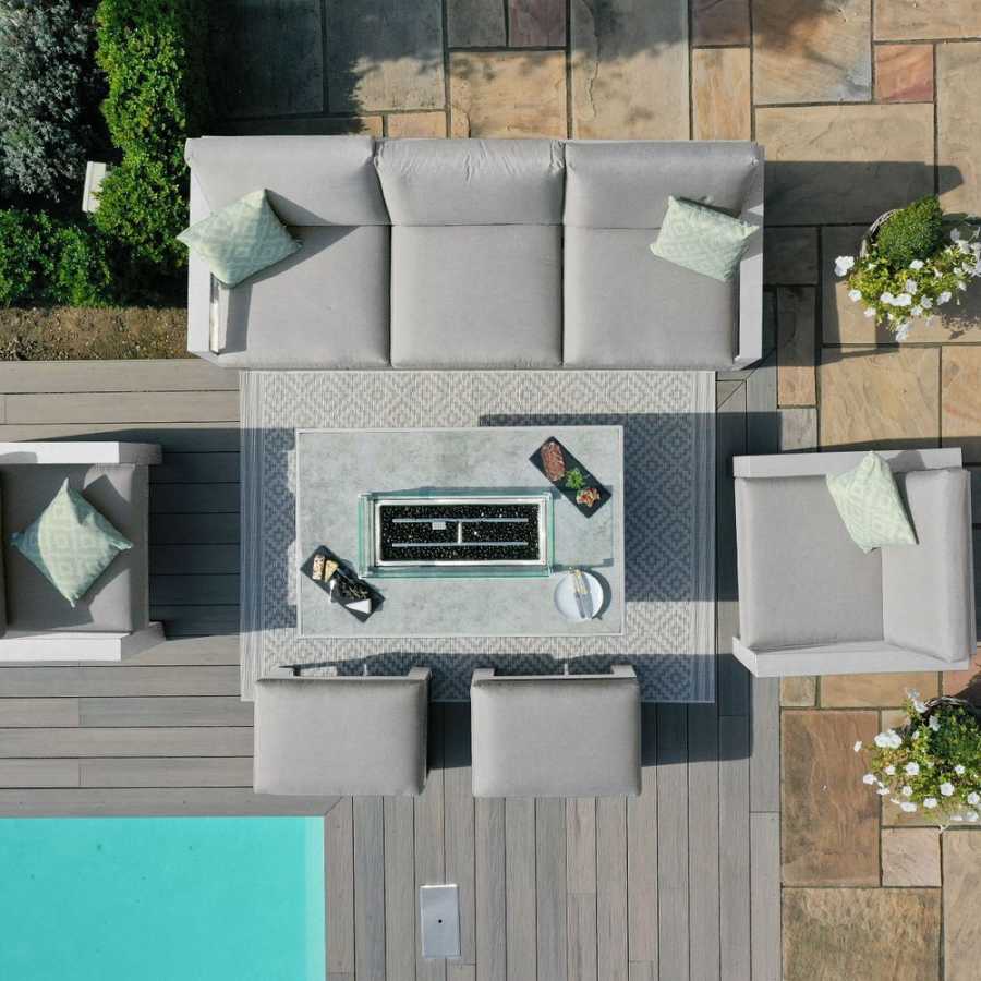 Maze Amalfi 7 Seater Outdoor Sofa Set With Fire Pit Table - White