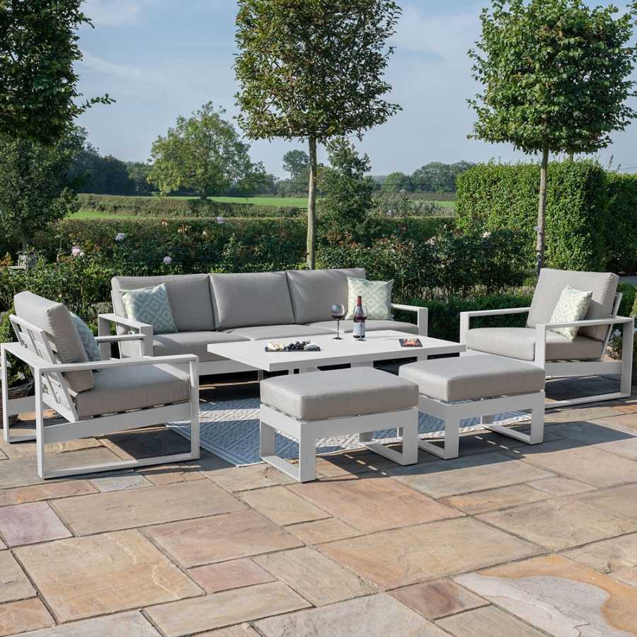 Maze Amalfi 7 Seater Outdoor Sofa Set With Rising Table - White