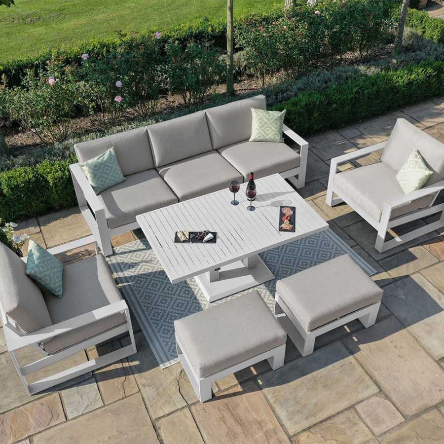 Maze Amalfi 7 Seater Outdoor Sofa Set With Rising Table - White