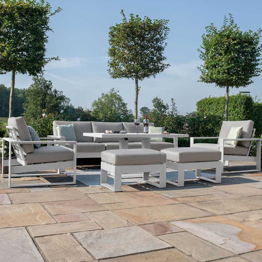 Maze Amalfi 7 Seater Outdoor Sofa Set With Rising Table - White