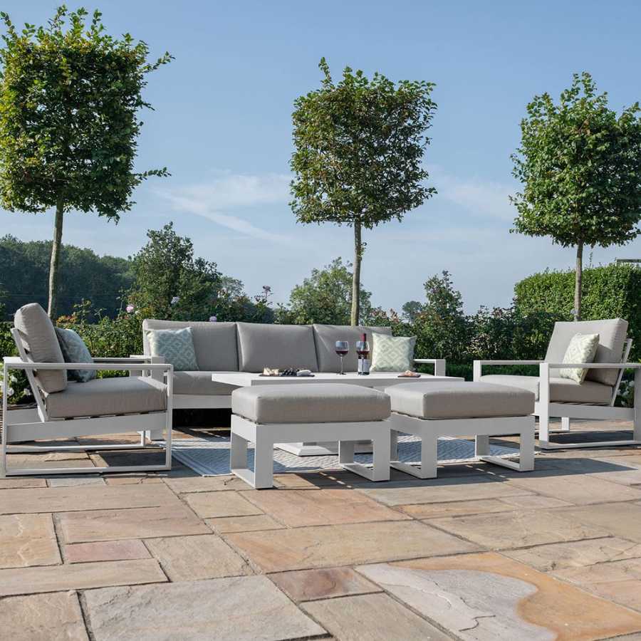 Maze Amalfi 7 Seater Outdoor Sofa Set With Rising Table - White