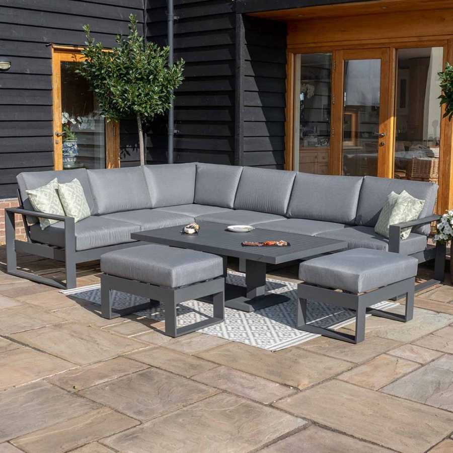 Maze Amalfi 8 Seater Outdoor Corner Sofa Set With Rising Table - Grey