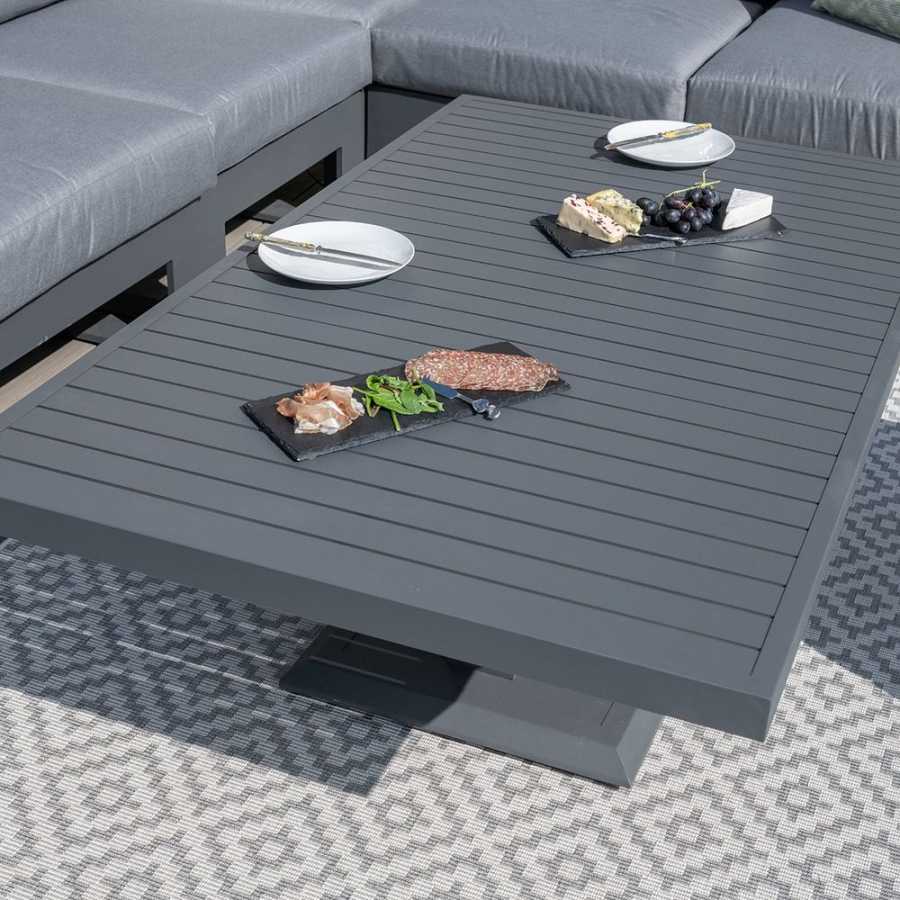 Maze Amalfi 8 Seater Outdoor Corner Sofa Set With Rising Table - Grey