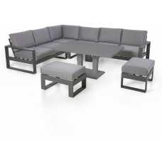 Maze Amalfi 8 Seater Outdoor Corner Sofa Set With Rising Table - Grey