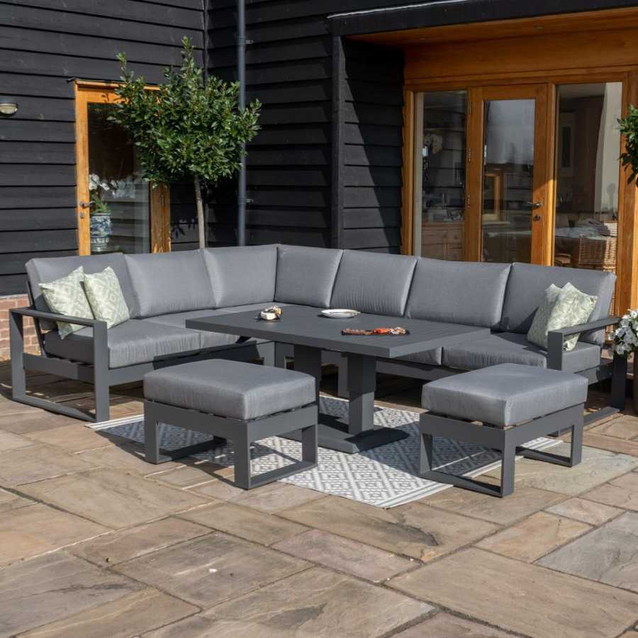 Maze Amalfi 8 Seater Outdoor Corner Sofa Set With Rising Table - Grey