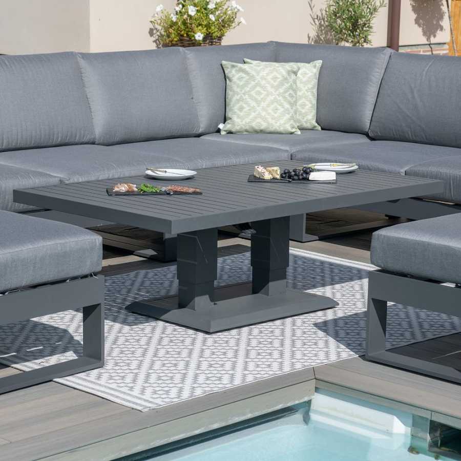 Maze Amalfi 8 Seater Outdoor Corner Sofa Set With Rising Table - Grey