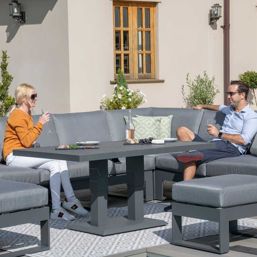 Maze Amalfi 8 Seater Outdoor Corner Sofa Set With Rising Table - Grey