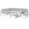 Maze Amalfi 8 Seater Outdoor Corner Sofa Set With Fire Pit Table - White