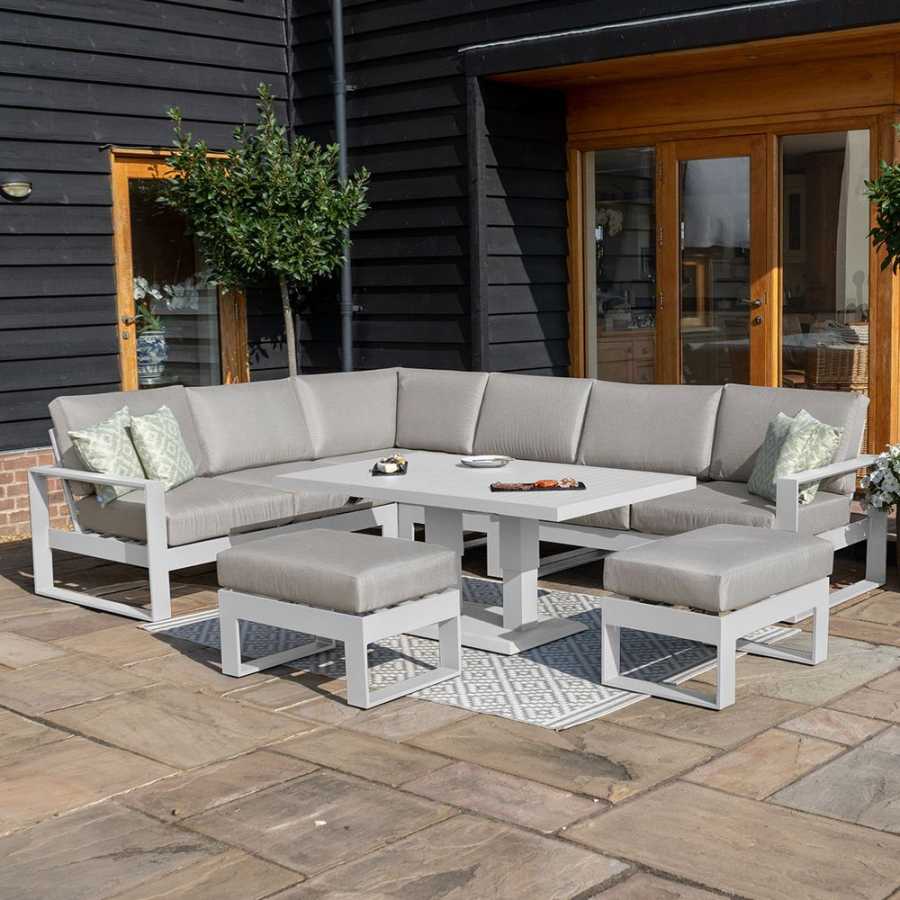 Maze Amalfi 8 Seater Outdoor Corner Sofa Set With Rising Table - White