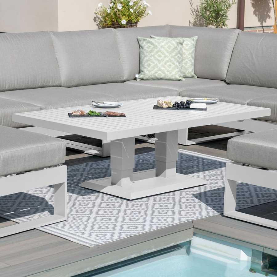 Maze Amalfi 8 Seater Outdoor Corner Sofa Set With Rising Table - White