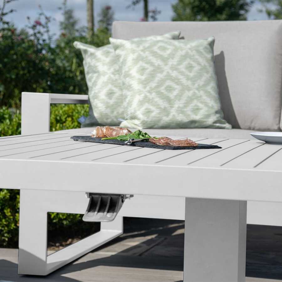 Maze Amalfi 8 Seater Outdoor Corner Sofa Set With Rising Table - White