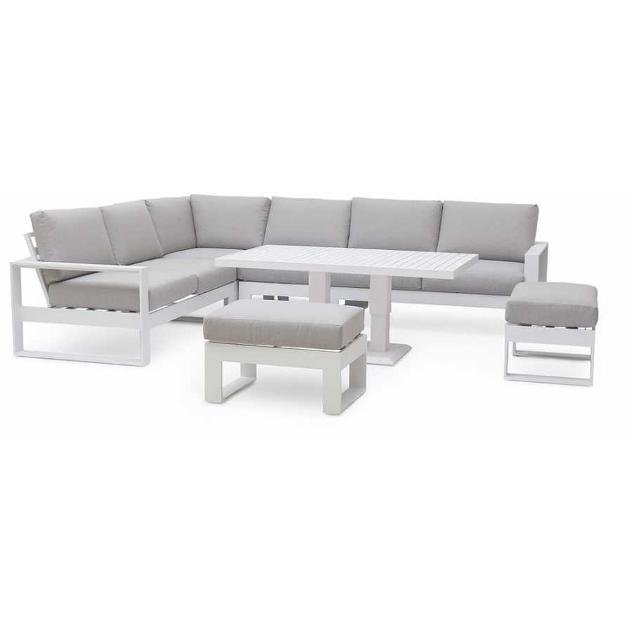 Maze Amalfi 8 Seater Outdoor Corner Sofa Set With Rising Table - White