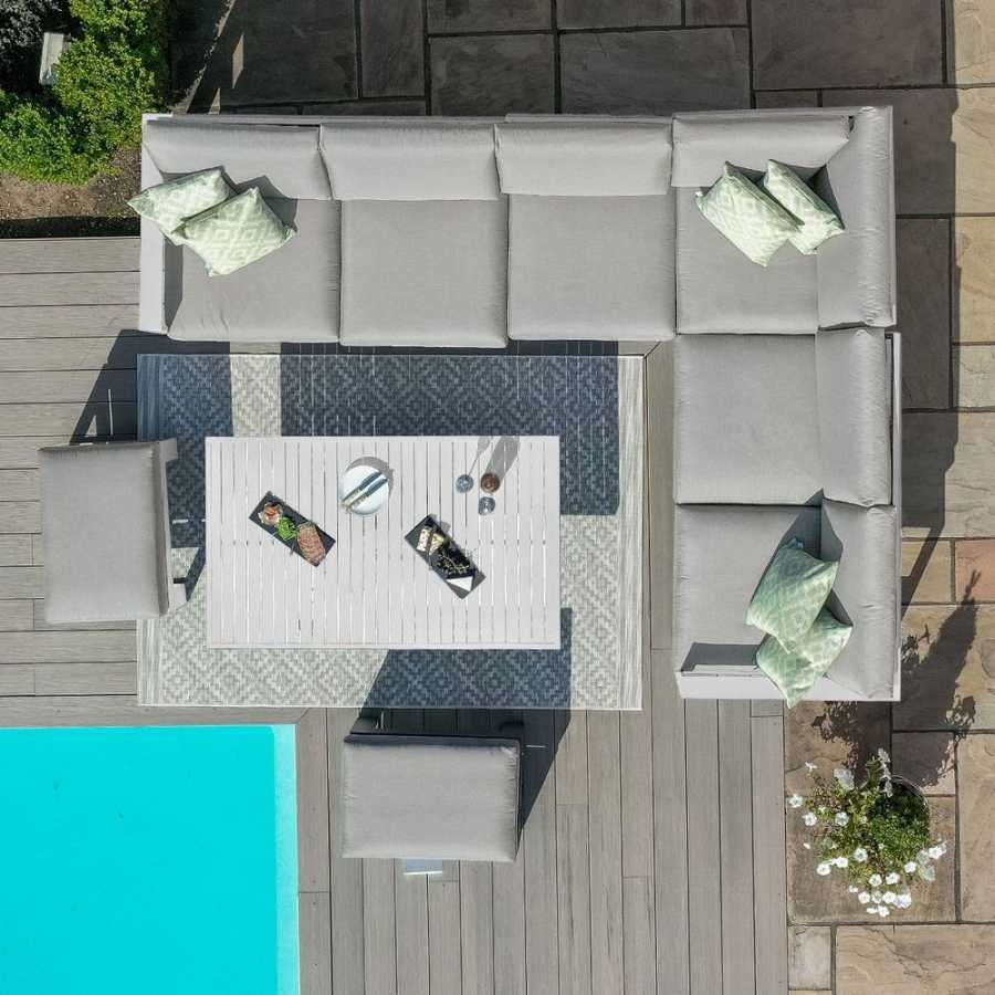 Maze Amalfi 8 Seater Outdoor Corner Sofa Set With Rising Table - White