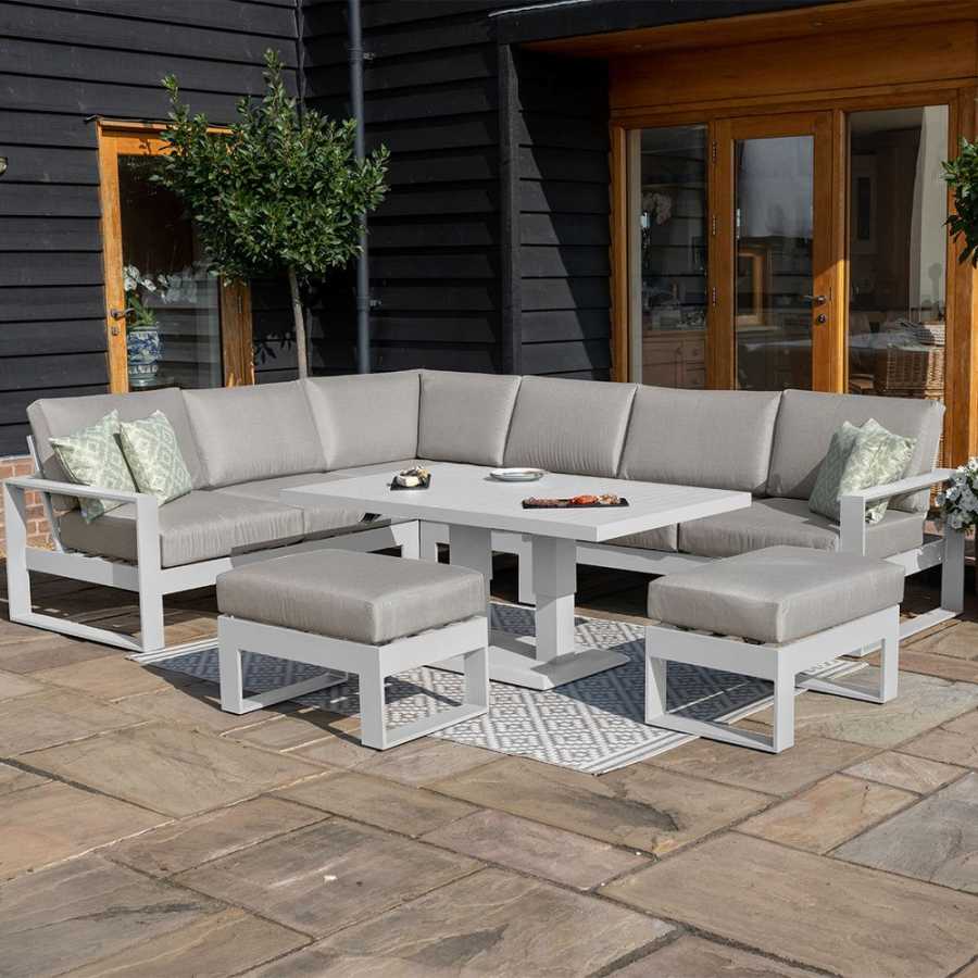 Maze Amalfi 8 Seater Outdoor Corner Sofa Set With Rising Table - White