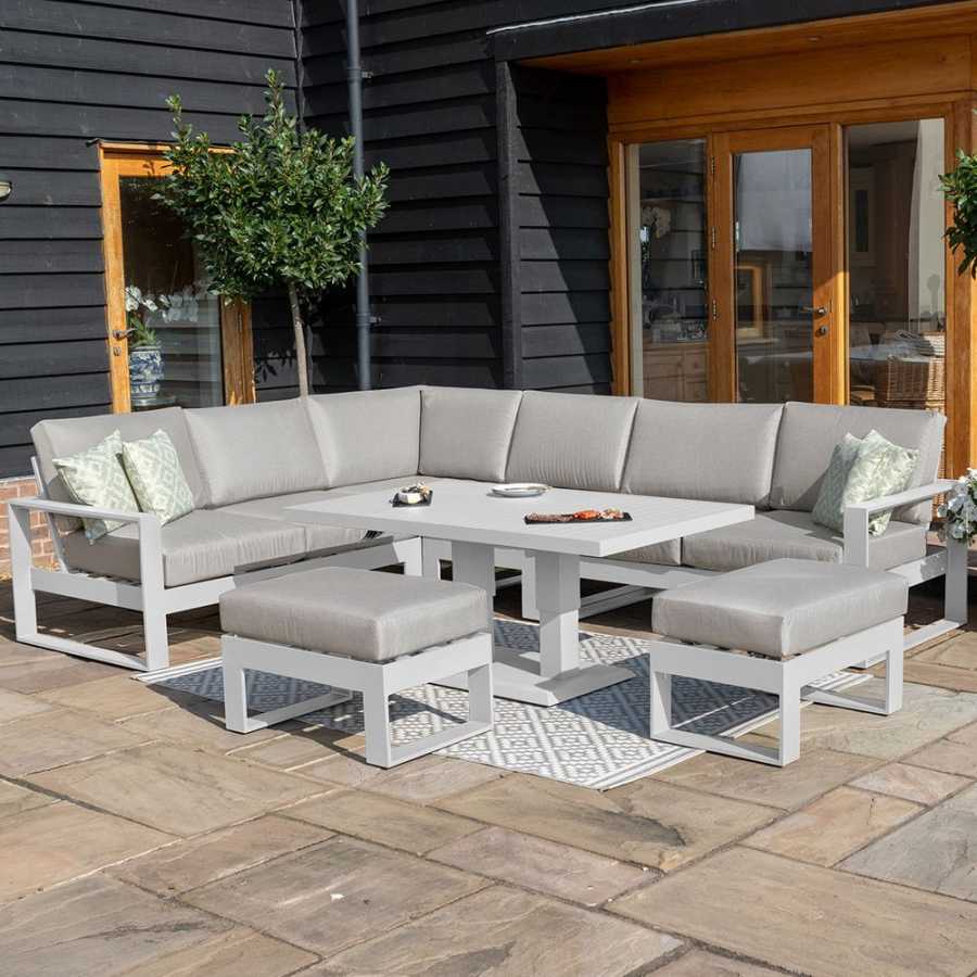 Maze Amalfi 8 Seater Outdoor Corner Sofa Set With Rising Table - White