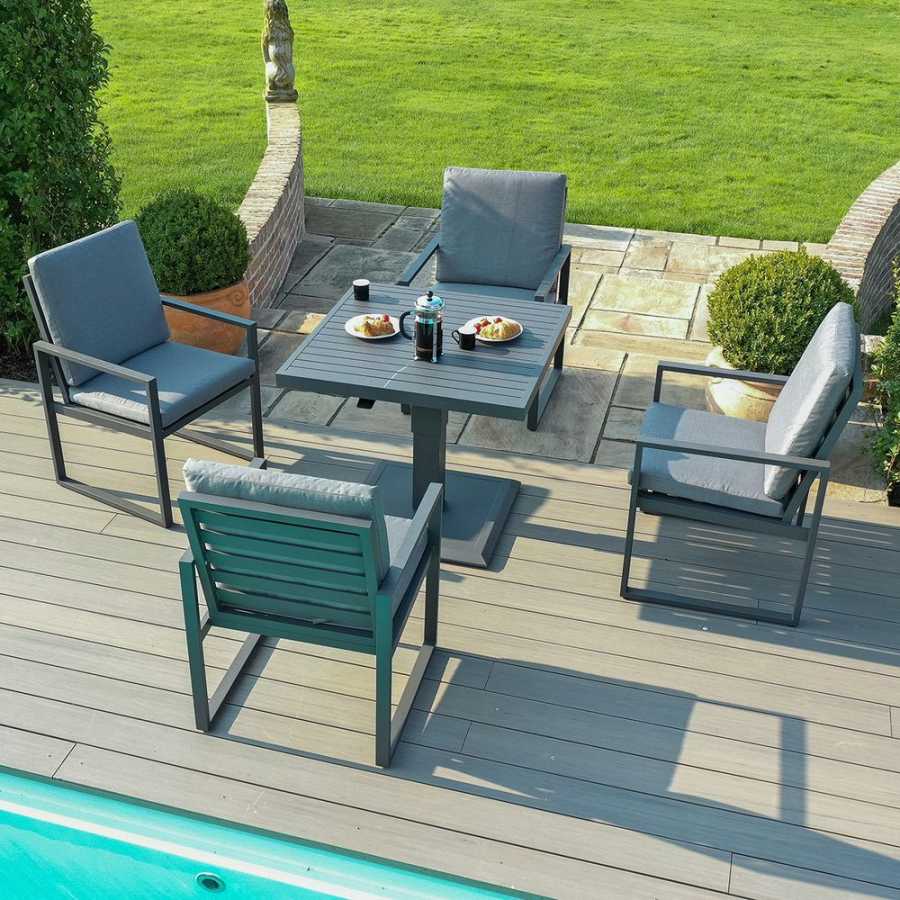 Maze Amalfi 4 Seater Outdoor Dining Set With Rising Table - Grey