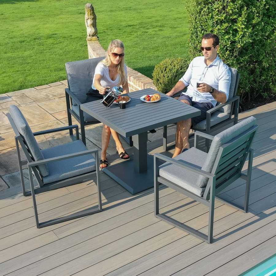 Maze Amalfi 4 Seater Outdoor Dining Set With Rising Table - Grey