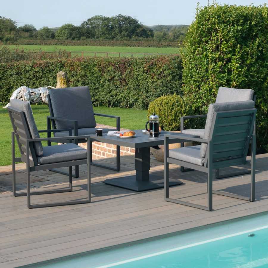 Maze Amalfi 4 Seater Outdoor Dining Set With Rising Table - Grey