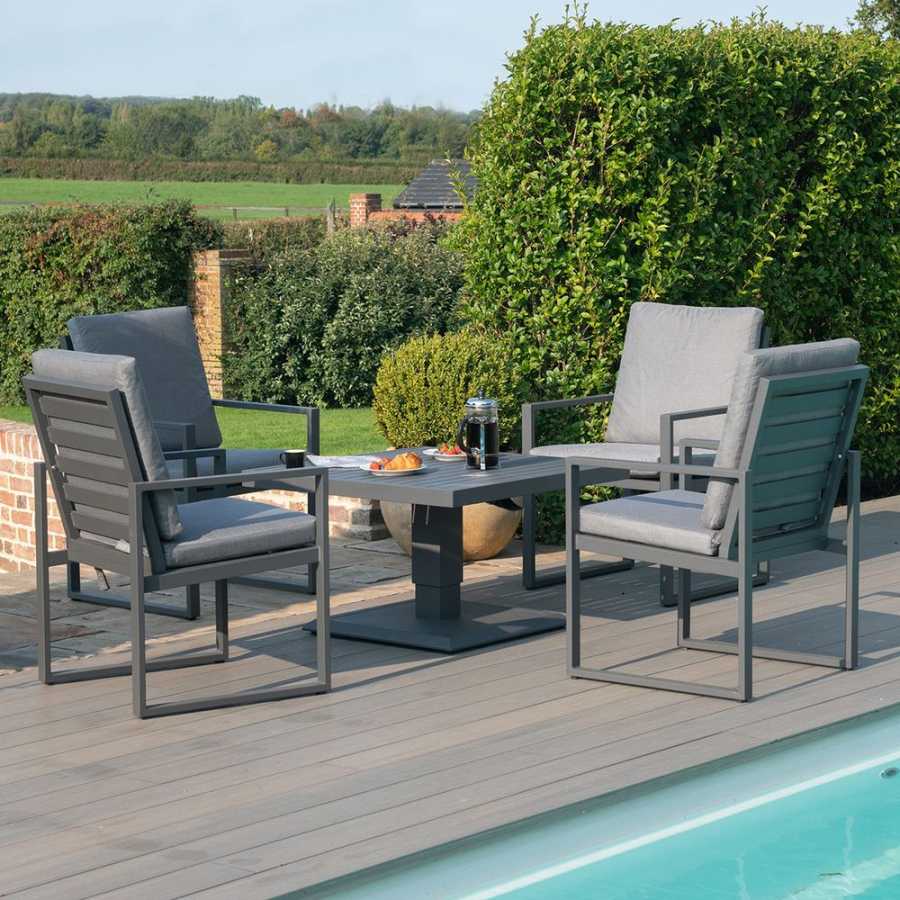 Maze Amalfi 4 Seater Outdoor Dining Set With Rising Table - Grey