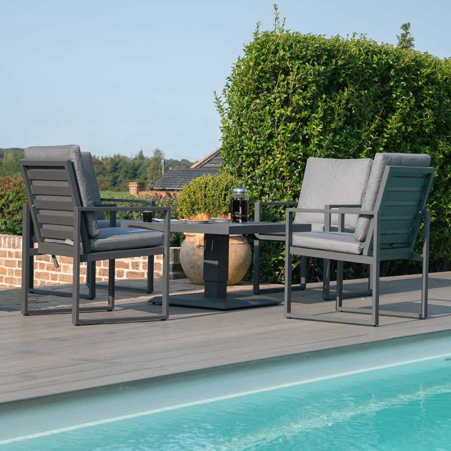 Maze Amalfi 4 Seater Outdoor Dining Set With Rising Table - Grey