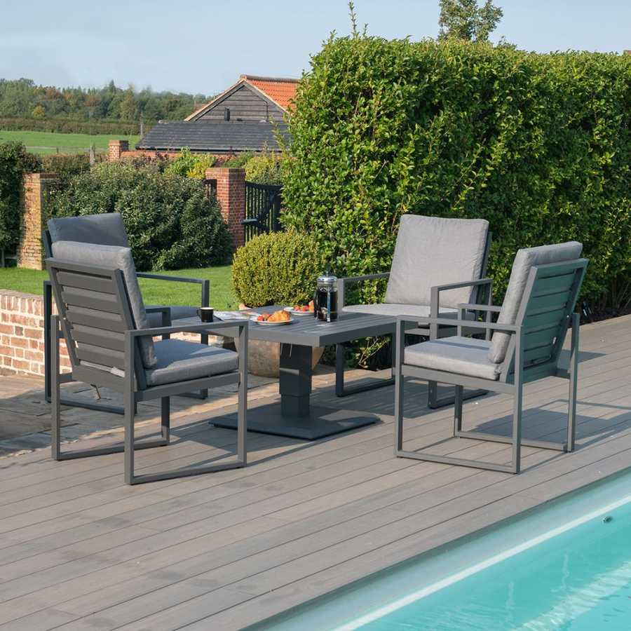 Maze Amalfi 4 Seater Outdoor Dining Set With Rising Table - Grey