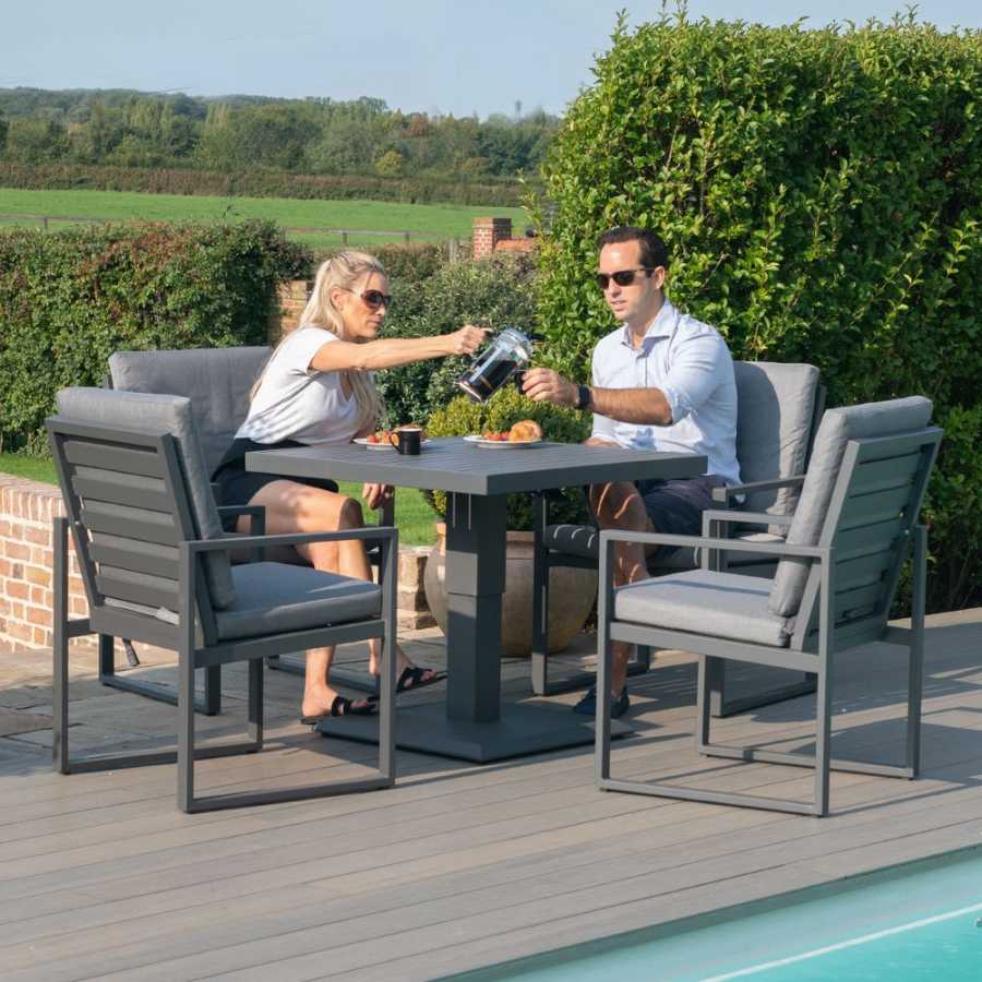 Maze Amalfi 4 Seater Outdoor Dining Set With Rising Table - Grey