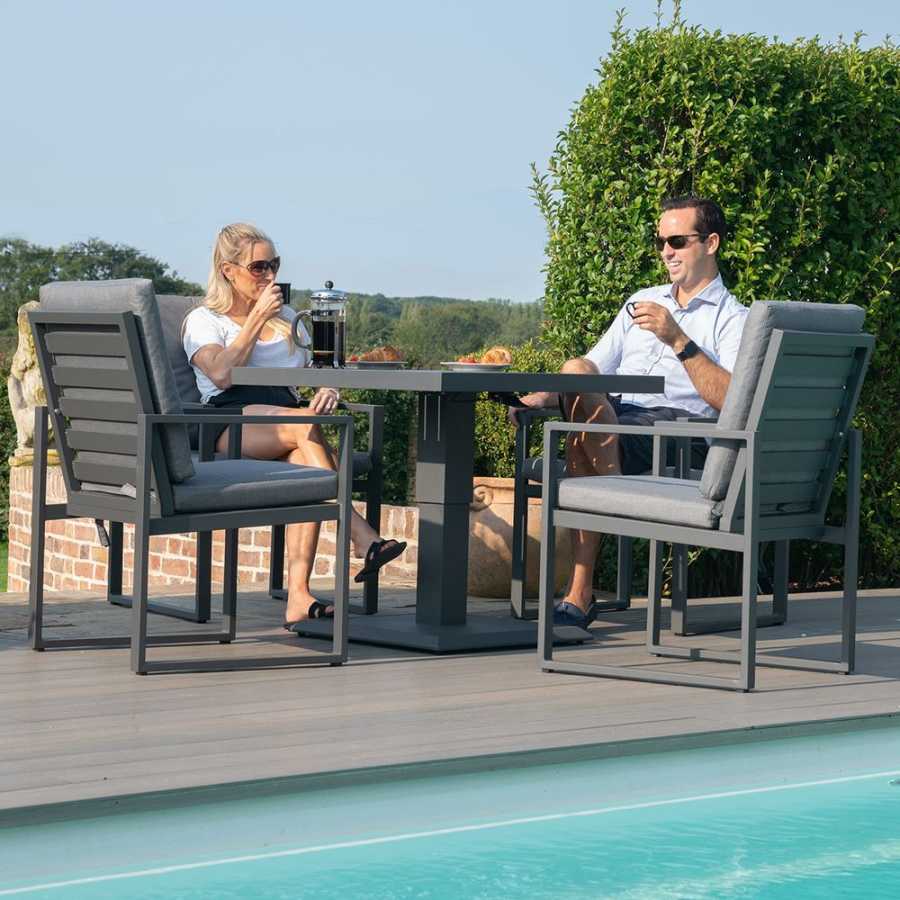 Maze Amalfi 4 Seater Outdoor Dining Set With Rising Table - Grey