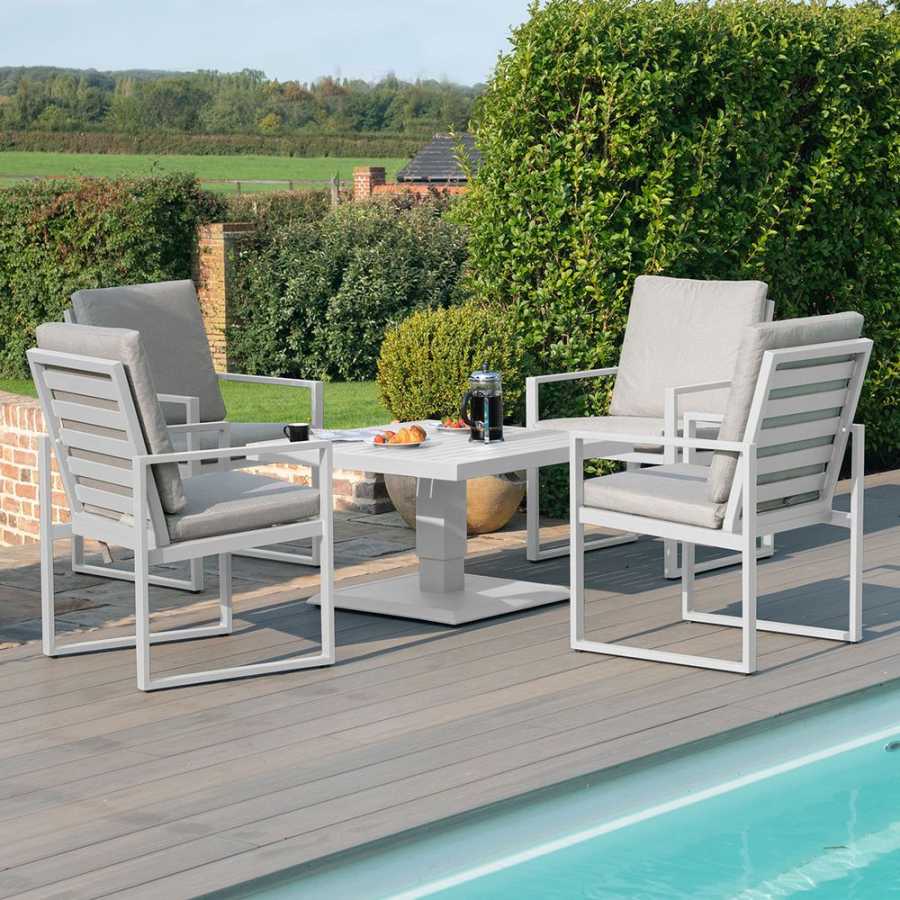 Maze Amalfi 4 Seater Outdoor Dining Set With Rising Table - White