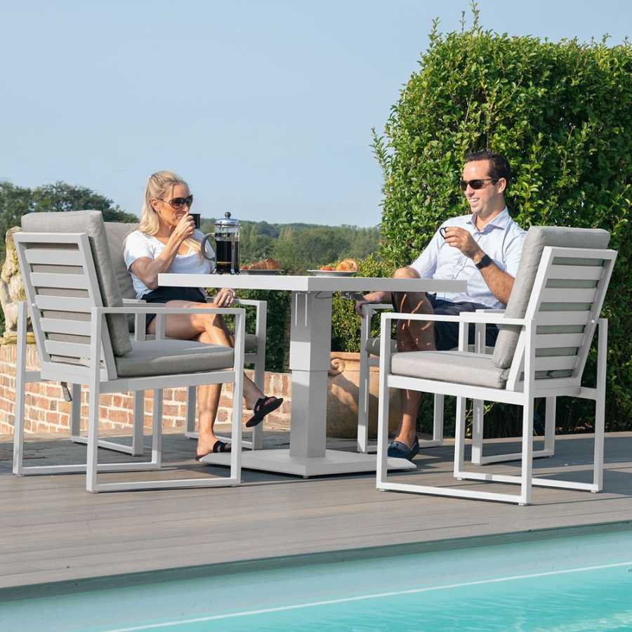 Maze Amalfi 4 Seater Outdoor Dining Set With Rising Table - White