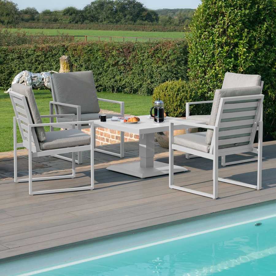 Maze Amalfi 4 Seater Outdoor Dining Set With Rising Table - White