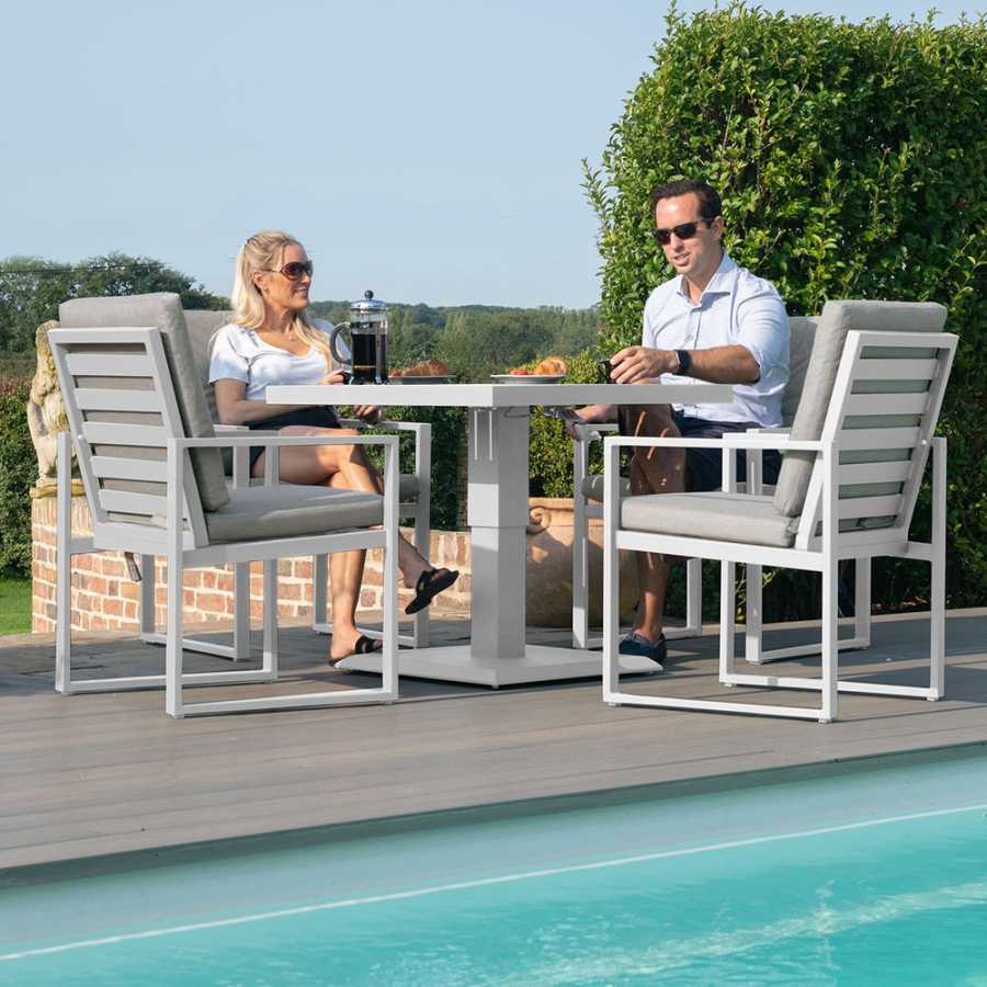 Maze Amalfi 4 Seater Outdoor Dining Set With Rising Table - White