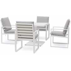 Maze Amalfi 4 Seater Outdoor Dining Set With Rising Table - White