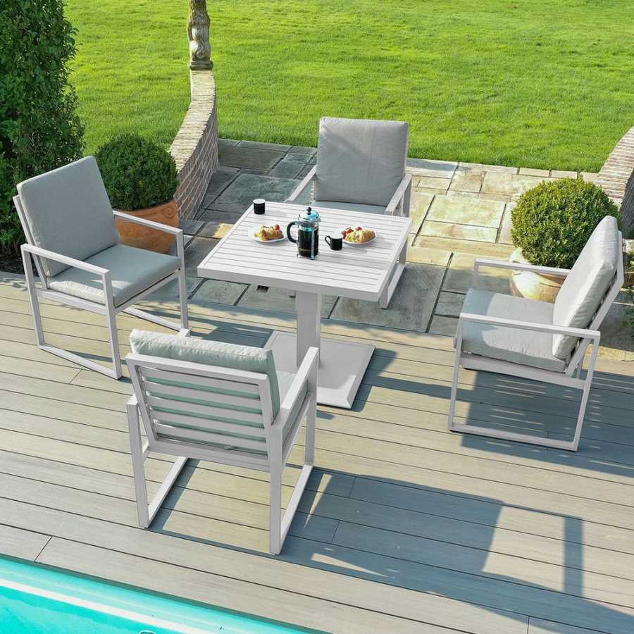 Maze Amalfi 4 Seater Outdoor Dining Set With Rising Table - White