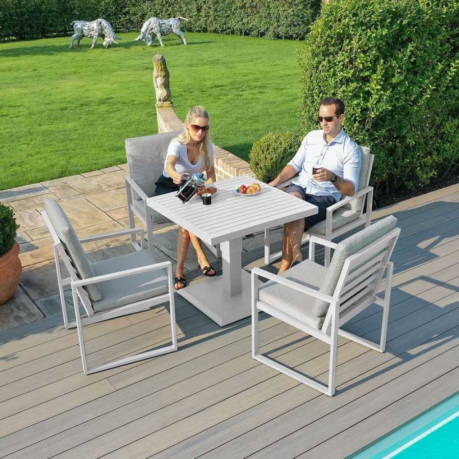 Maze Amalfi 4 Seater Outdoor Dining Set With Rising Table - White