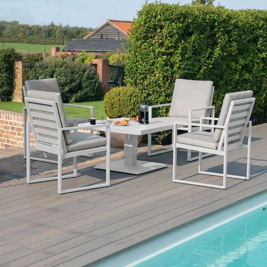 Maze Amalfi 4 Seater Outdoor Dining Set With Rising Table - White