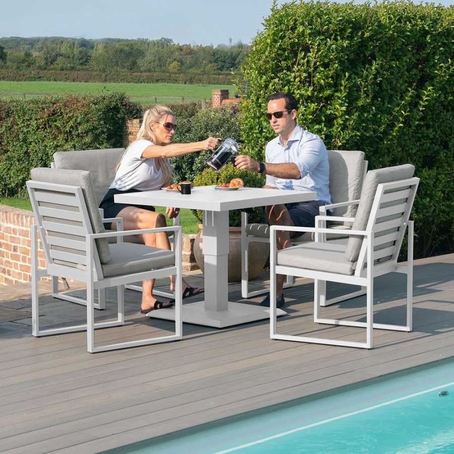 Maze Amalfi 4 Seater Outdoor Dining Set With Rising Table - White