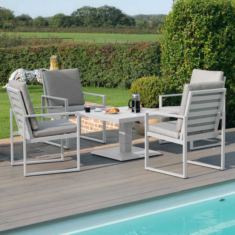 Maze Amalfi 4 Seater Outdoor Dining Set With Rising Table - White